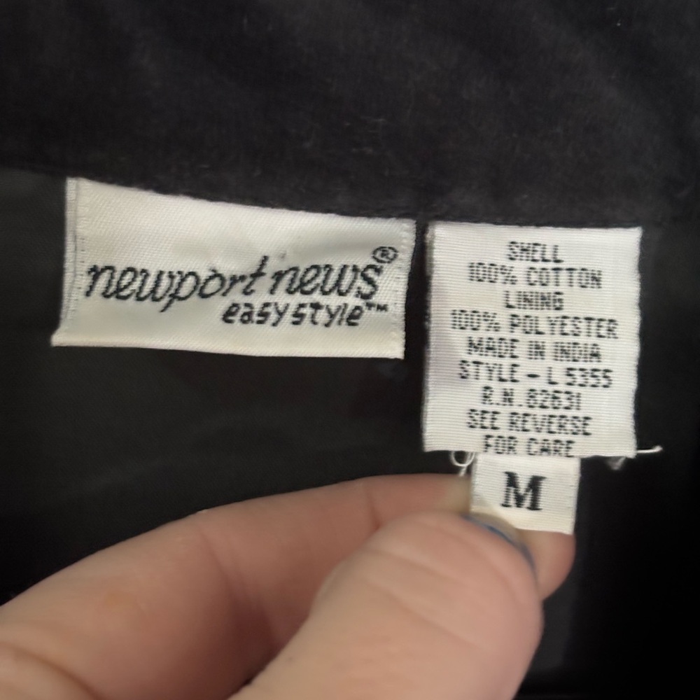 Vintage Gothic Newport News Embroidered Black & Deep Blue Velvet Coat | Size M - Picture 8 of 10